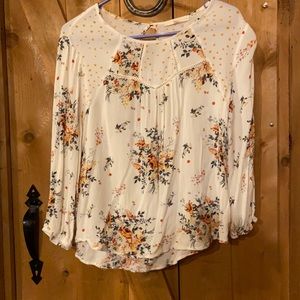 Rewind XL White Floral Blouse